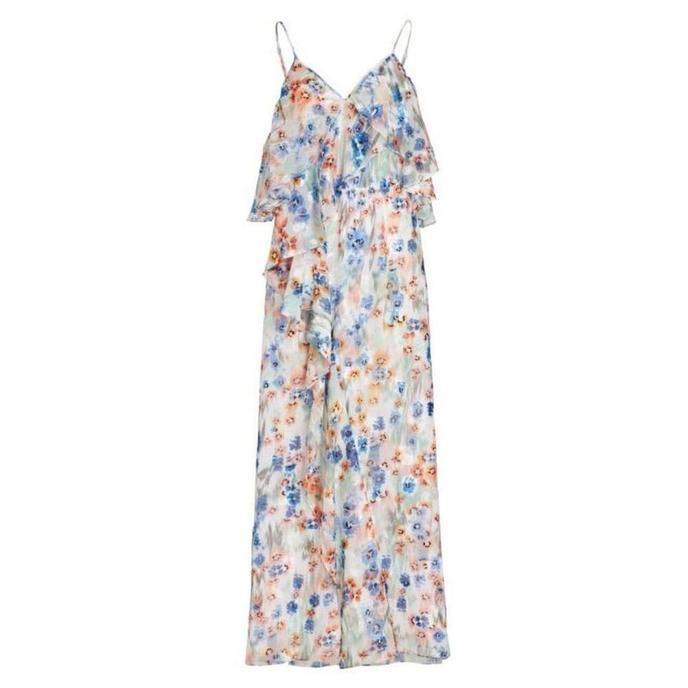 Tanya Taylor Womens Lorena Dress 22 Cold Shoulder Floral Hippie Ruffled Bodice